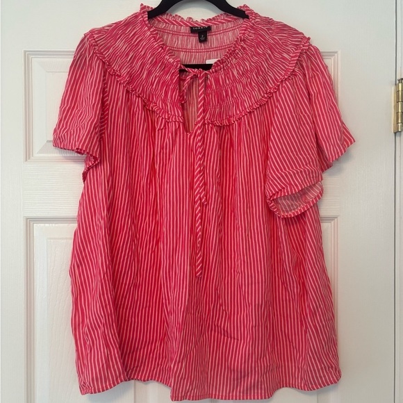 NWT Torrid Gauze Smocked Yoke Ruffle Top - Picture 3 of 7